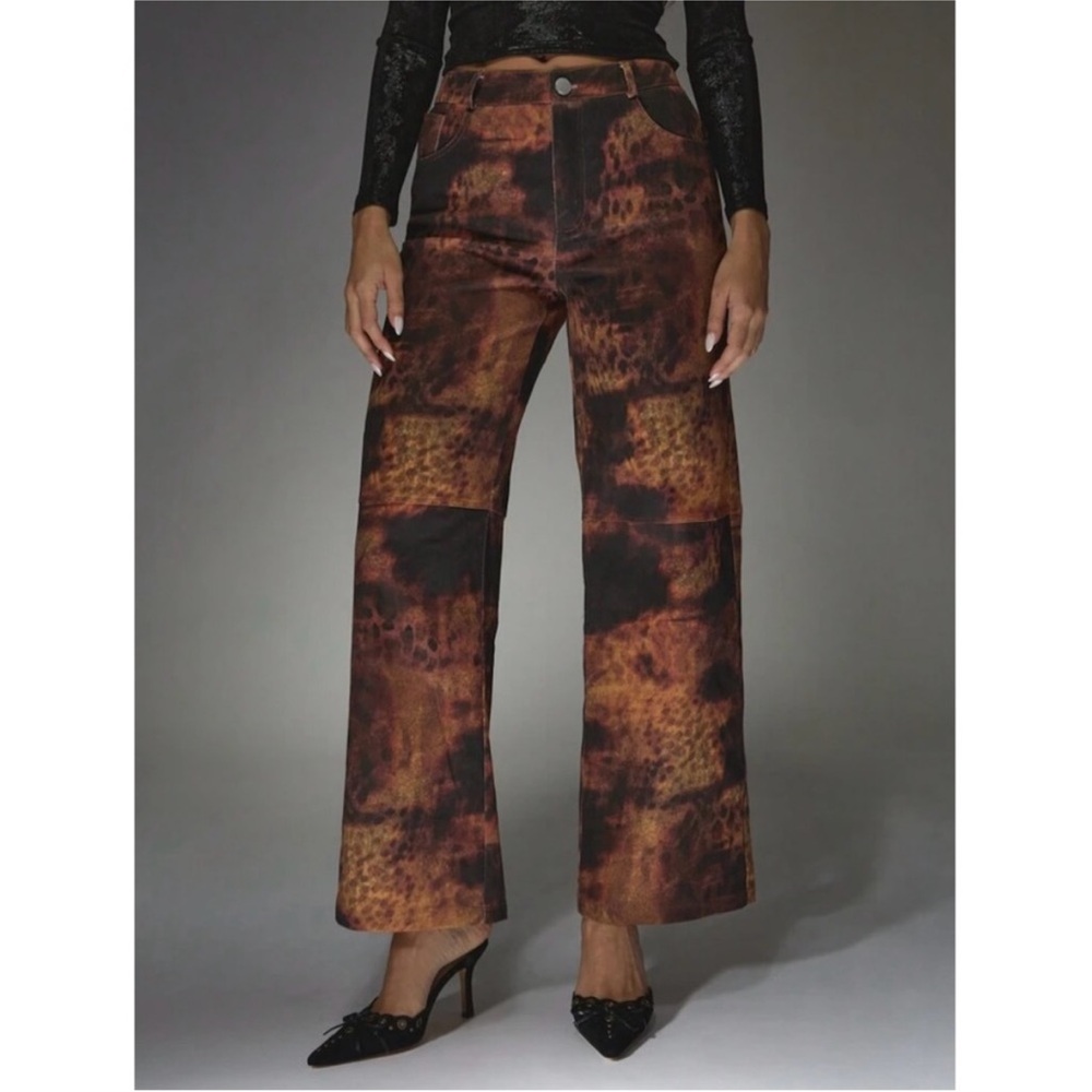 Missguided Brown Tie-Dye Wide-Leg Pants